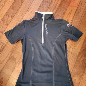 Gersemi short sleeve 1/4 zip equestrian riding top blue/gray XS